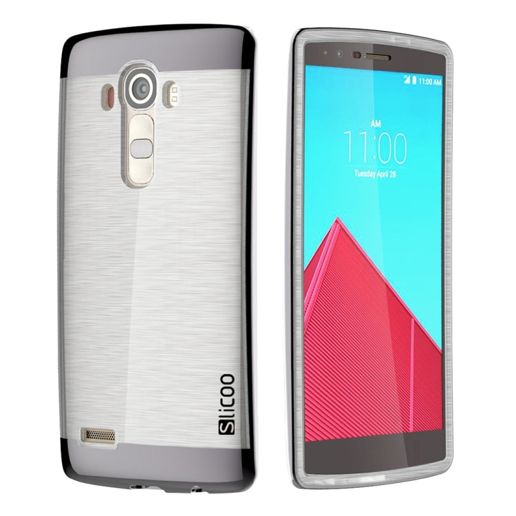Slicoo Brushed Texture Electroplating Transparenct TPU + PC Combination Case for LG G4 / H815