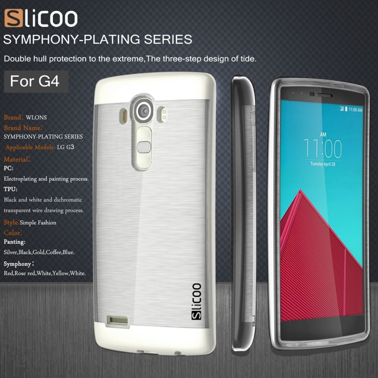 Slicoo Brushed Texture Electroplating Transparenct TPU + PC Combination Case for LG G4 / H815