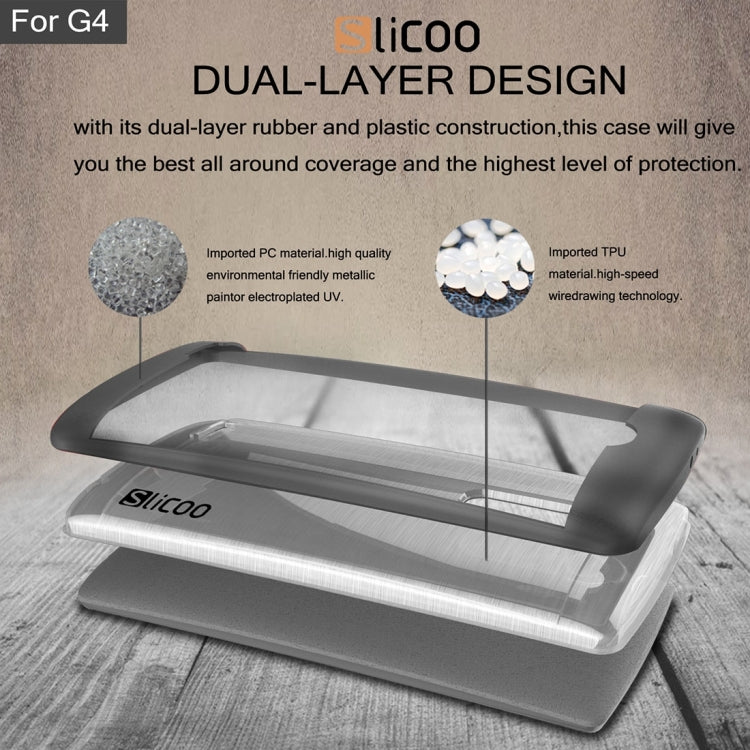 Slicoo Brushed Texture Electroplating Transparenct TPU + PC Combination Case for LG G4 / H815