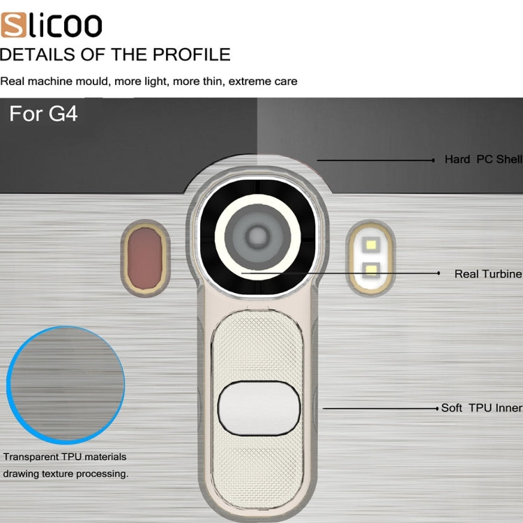 Slicoo Brushed Texture Electroplating Transparenct TPU + PC Combination Case for LG G4 / H815