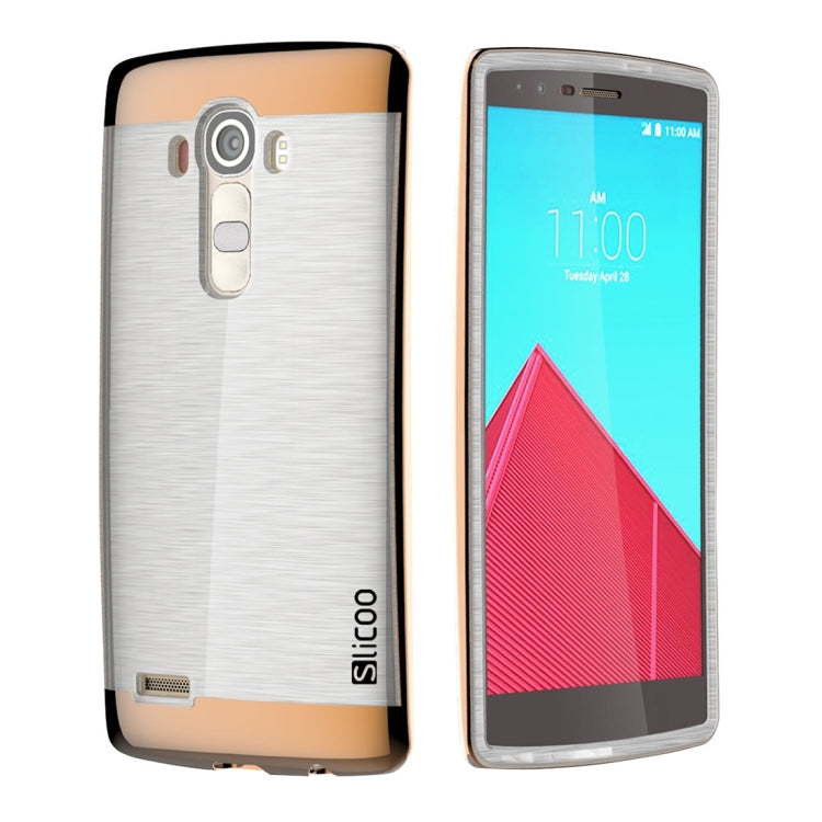 Slicoo Brushed Texture Electroplating Transparenct TPU + PC Combination Case for LG G4 / H815