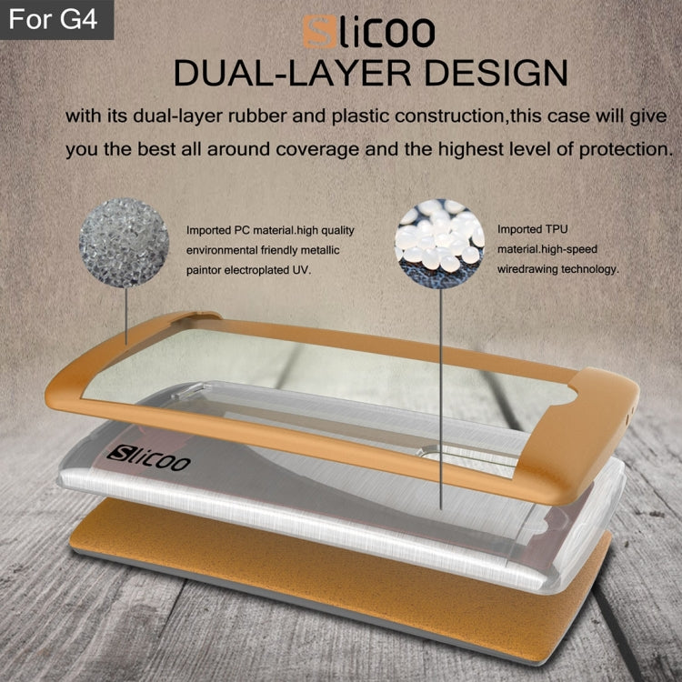 Slicoo Brushed Texture Electroplating Transparenct TPU + PC Combination Case for LG G4 / H815