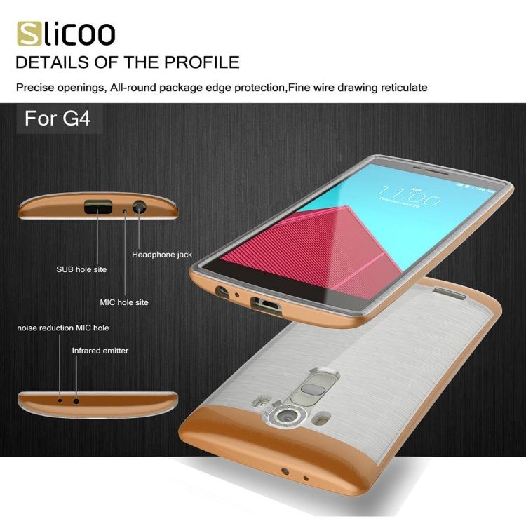 Slicoo Brushed Texture Electroplating Transparenct TPU + PC Combination Case for LG G4 / H815