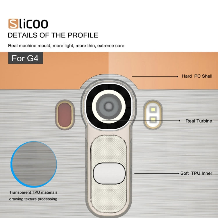 Slicoo Brushed Texture Electroplating Transparenct TPU + PC Combination Case for LG G4 / H815
