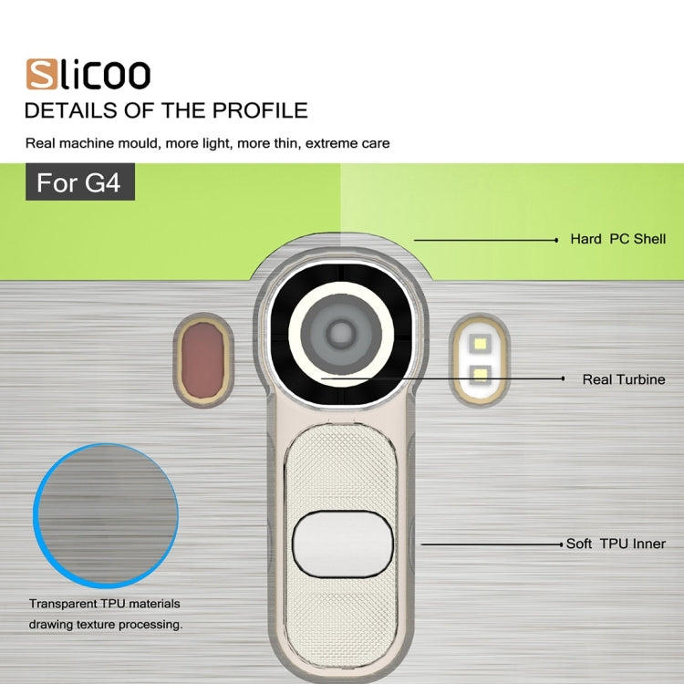 Slicoo Brushed Texture Electroplating Transparenct TPU + PC Combination Case for LG G4 / H815