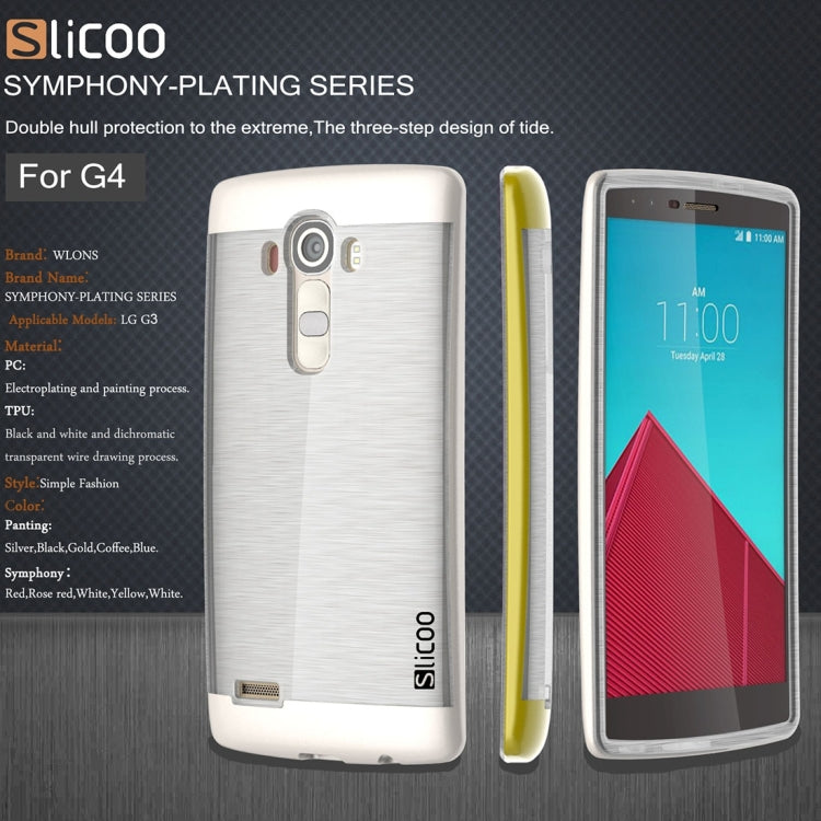 Slicoo Brushed Texture Electroplating Transparenct TPU + PC Combination Case for LG G4 / H815
