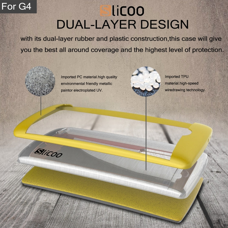 Slicoo Brushed Texture Electroplating Transparenct TPU + PC Combination Case for LG G4 / H815