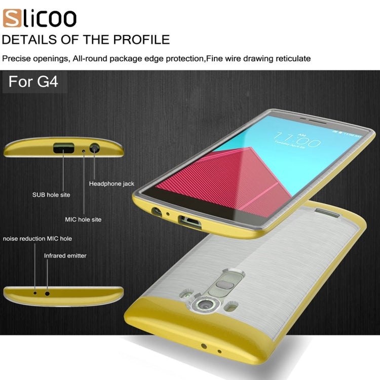 Slicoo Brushed Texture Electroplating Transparenct TPU + PC Combination Case for LG G4 / H815
