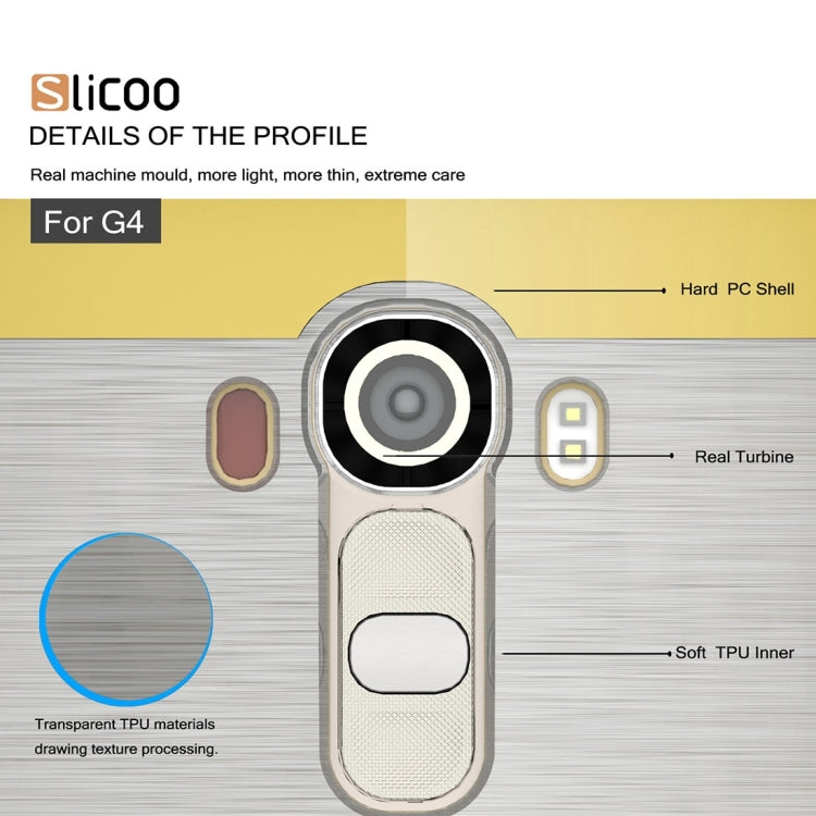 Slicoo Brushed Texture Electroplating Transparenct TPU + PC Combination Case for LG G4 / H815