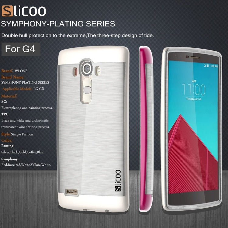 Slicoo Brushed Texture Electroplating Transparenct TPU + PC Combination Case for LG G4 / H815