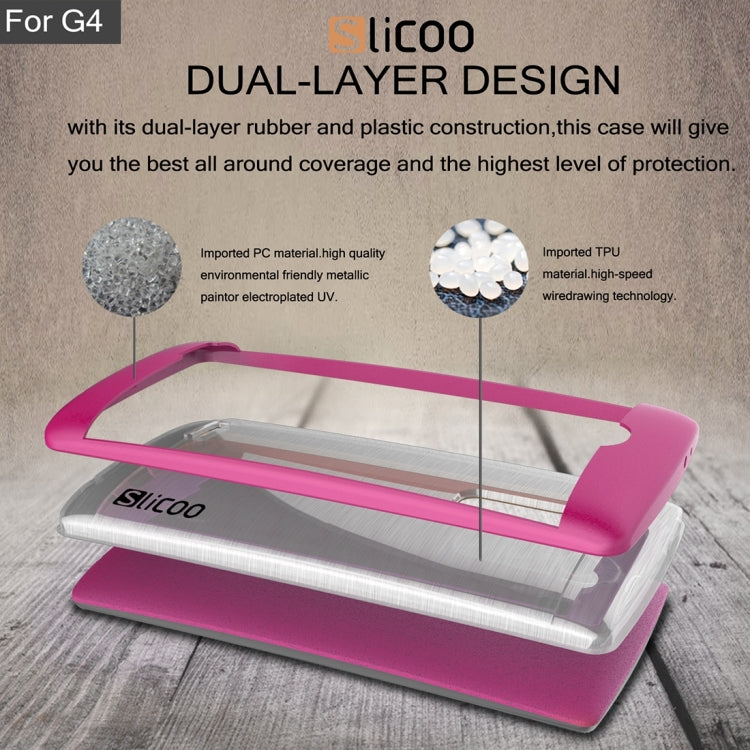 Slicoo Brushed Texture Electroplating Transparenct TPU + PC Combination Case for LG G4 / H815