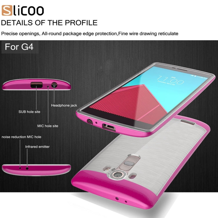 Slicoo Brushed Texture Electroplating Transparenct TPU + PC Combination Case for LG G4 / H815