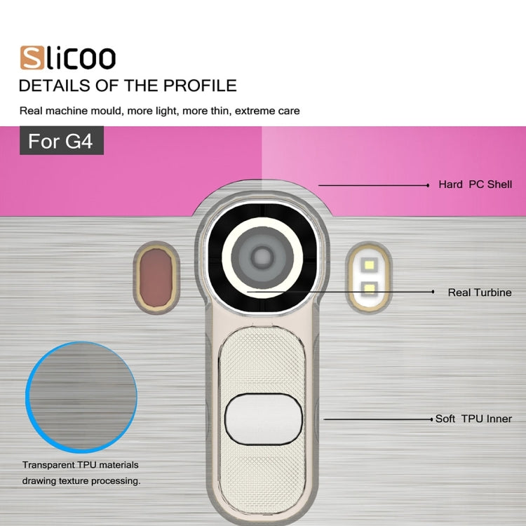 Slicoo Brushed Texture Electroplating Transparenct TPU + PC Combination Case for LG G4 / H815