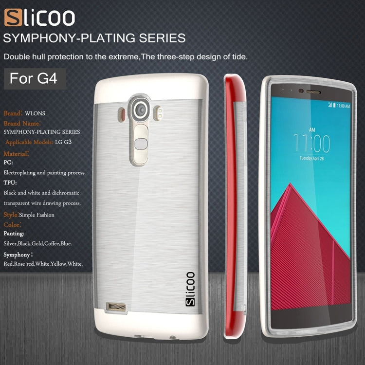 Slicoo Brushed Texture Electroplating Transparenct TPU + PC Combination Case for LG G4 / H815