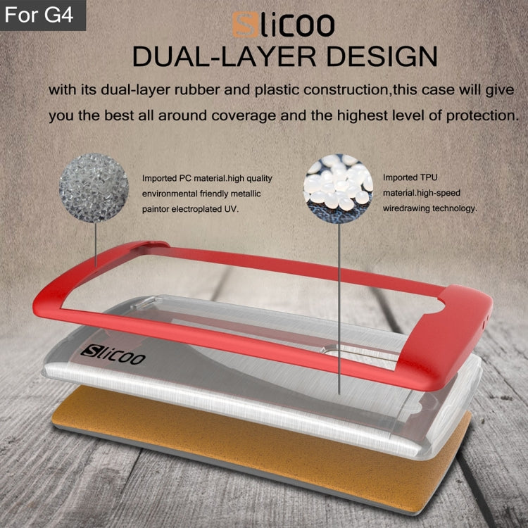 Slicoo Brushed Texture Electroplating Transparenct TPU + PC Combination Case for LG G4 / H815