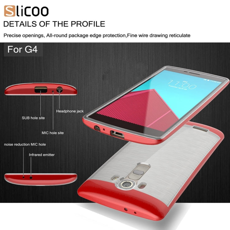 Slicoo Brushed Texture Electroplating Transparenct TPU + PC Combination Case for LG G4 / H815