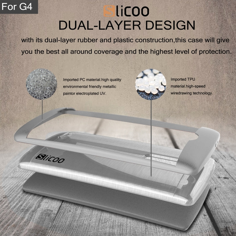 Slicoo Brushed Texture Electroplating Transparenct TPU + PC Combination Case for LG G4 / H815
