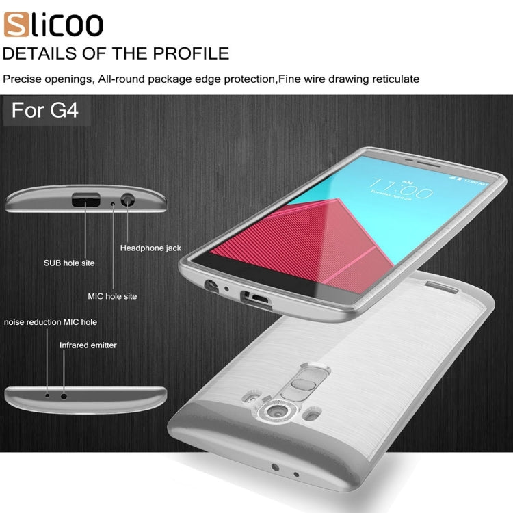 Slicoo Brushed Texture Electroplating Transparenct TPU + PC Combination Case for LG G4 / H815
