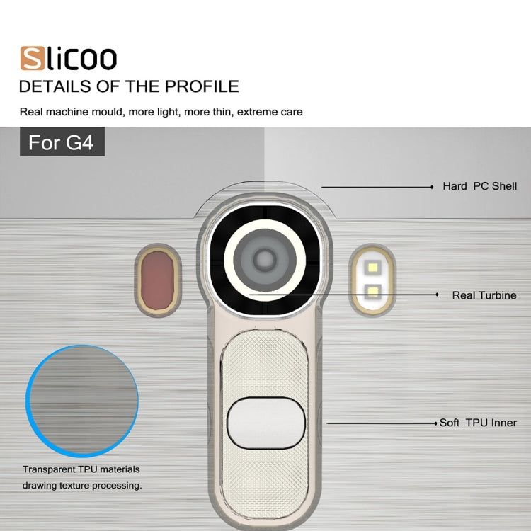 Slicoo Brushed Texture Electroplating Transparenct TPU + PC Combination Case for LG G4 / H815