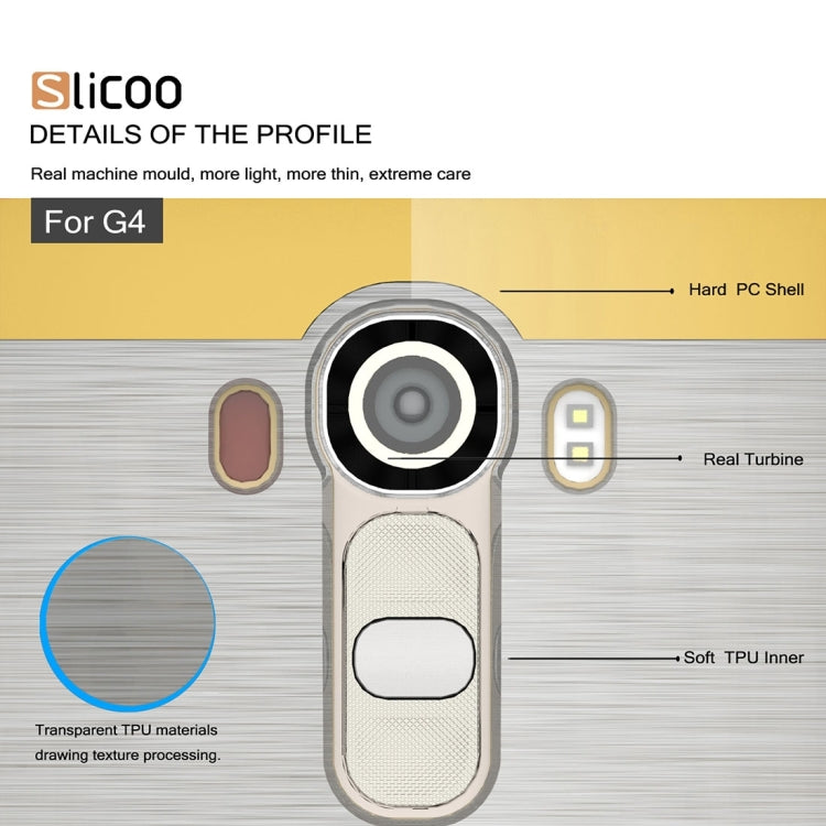Slicoo Brushed Texture Electroplating Transparenct TPU + PC Combination Case for LG G4 / H815