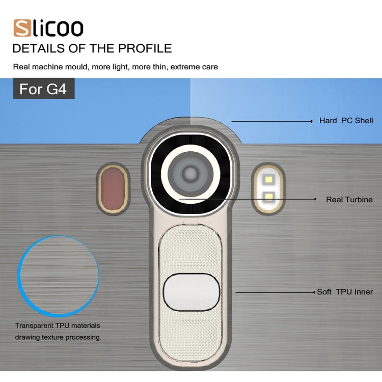 Slicoo Brushed Texture Electroplating TPU + PC Combination Case for LG G4 / H815