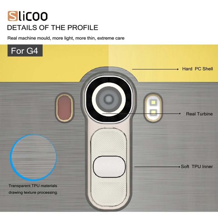 Slicoo Brushed Texture Electroplating TPU + PC Combination Case for LG G4 / H815