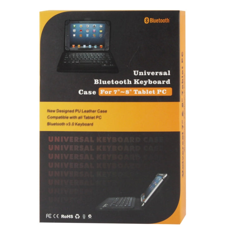 Universal Bluetooth 3.0 ABS Keyboard + Detachable Leather Tablet Case with Holder for iPad mini 1 / 2 / 3, 7-8 inch Tablet PC(Black)