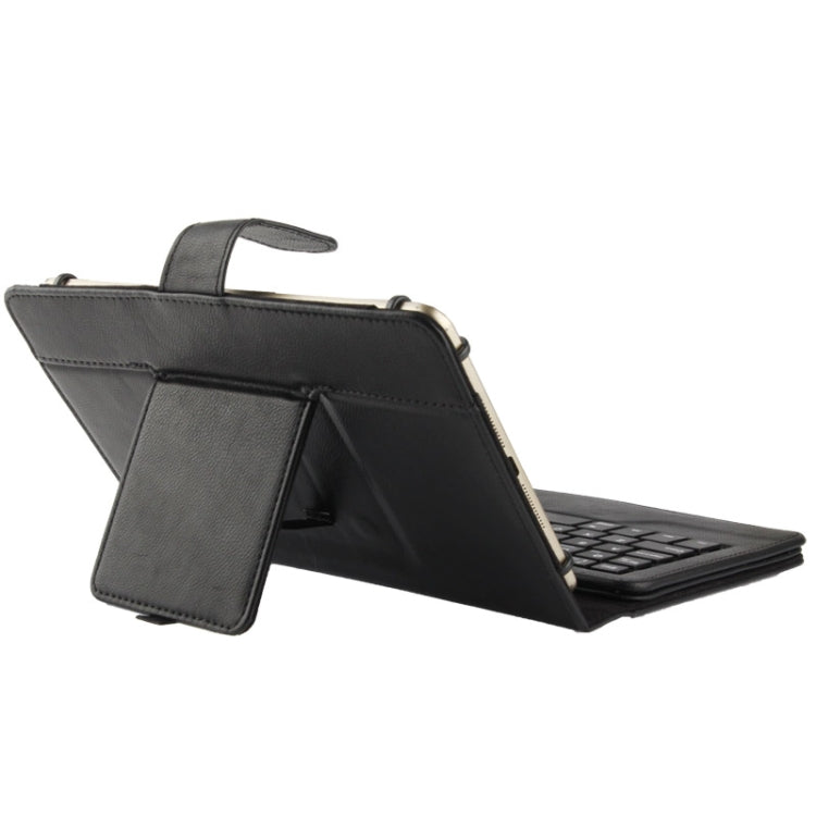 Universal Bluetooth 3.0 ABS Keyboard + Detachable Leather Tablet Case with Holder for iPad mini 1 / 2 / 3, 7-8 inch Tablet PC(Black)