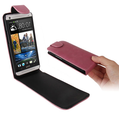Pure Color Magnetic Vertical Flip Leather Case for HTC One / M7 (Baby Pink)