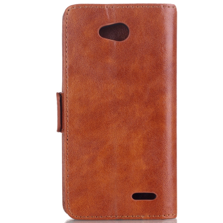 Oil Leather Case with Card Slot & Holder for LG L90 / D405 (Brown)