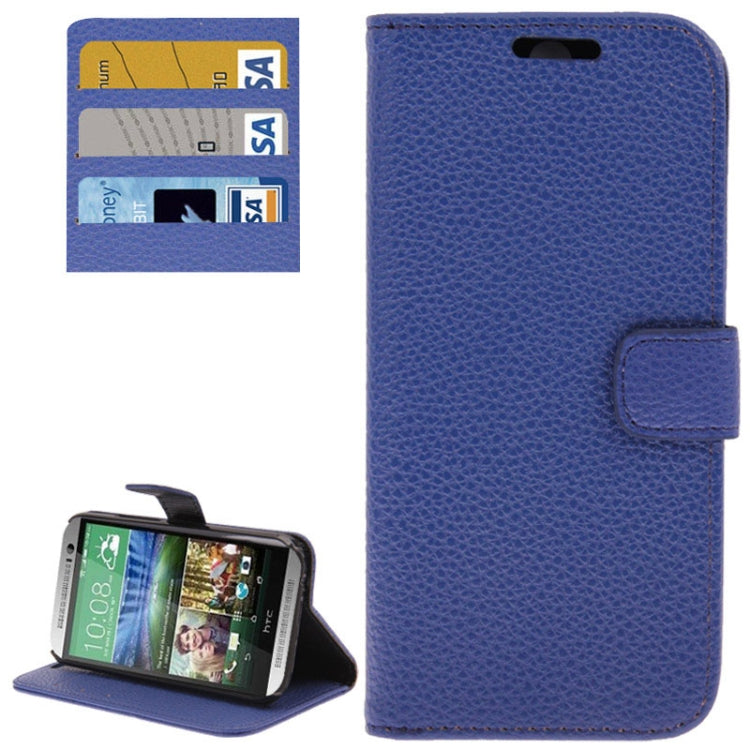 Litchi Texture Leather Case with Holder & Credit Card Slot for HTC One M8