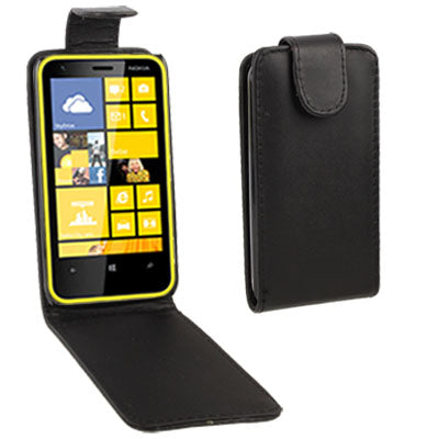 Pure Color Vertical Flip Leather Case for Nokia Lumia 620 (Black)