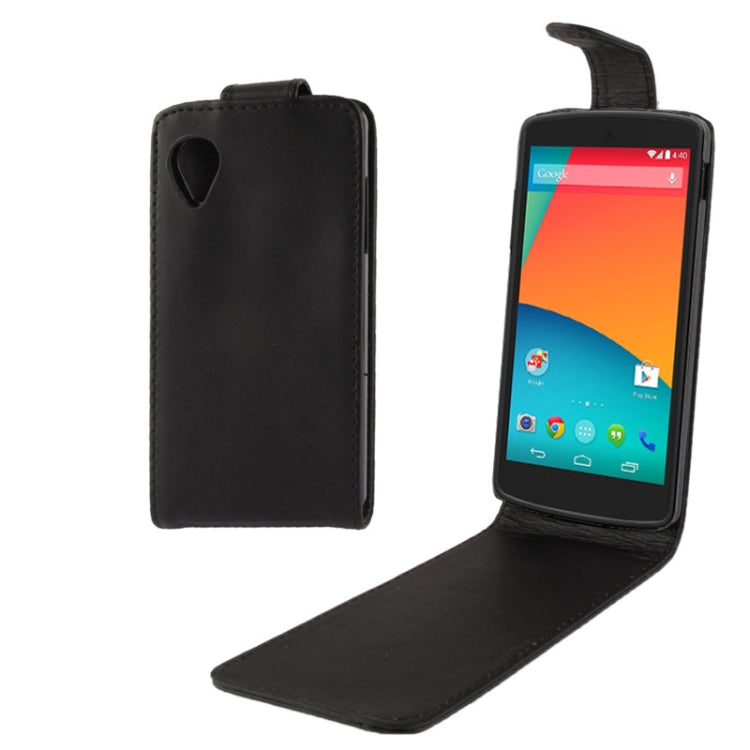 Vertical Flip Leather Case for Google Nexus 5 (Black)