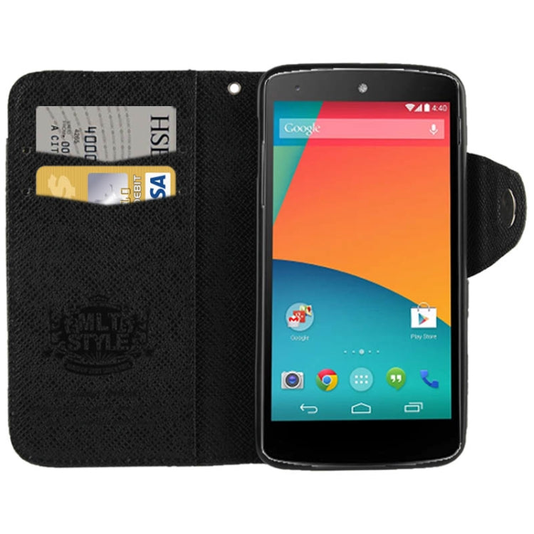 Cross Texture Leather Case with Credit Card Slot & Holder for Google Nexus 5 / D820 / D821