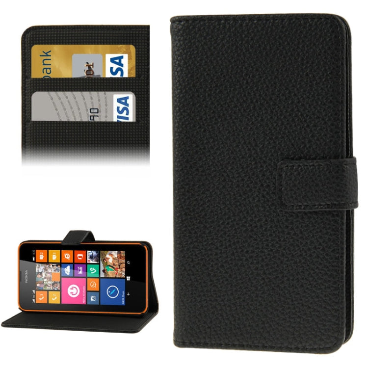 Litchi Texture Flip Leather Case with Credit Card Slots & Holder for Nokia Lumia 630