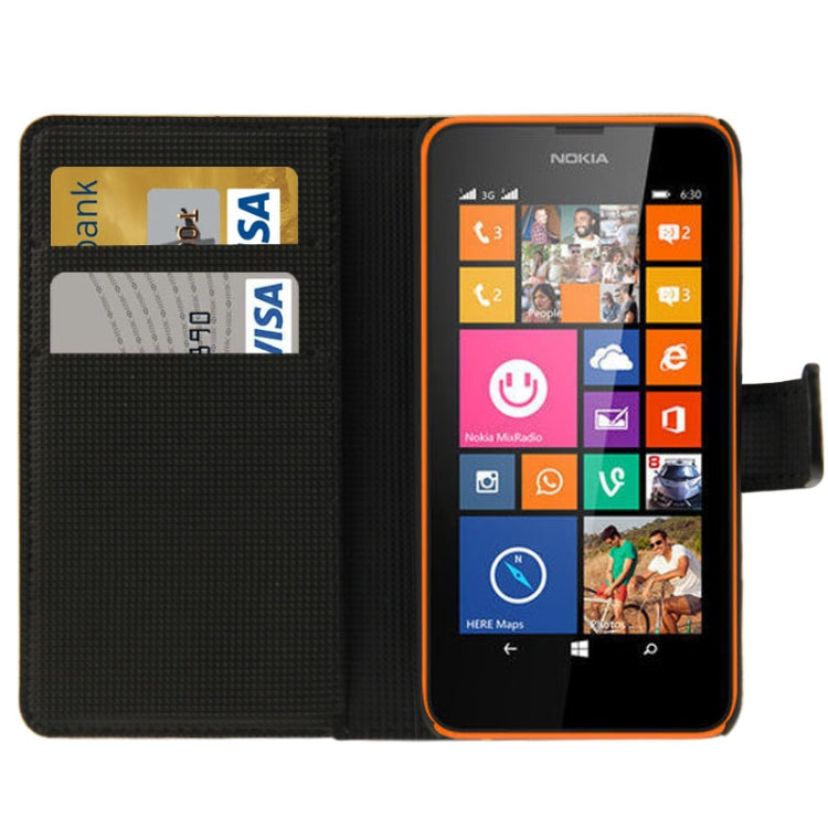 Litchi Texture Flip Leather Case with Credit Card Slots & Holder for Nokia Lumia 630