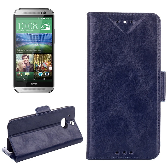 Oil Leather Case with Credit Card Slot & Holder for HTC One / M8
