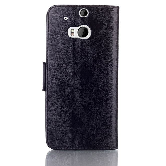 Oil Leather Case with Credit Card Slot & Holder for HTC One / M8