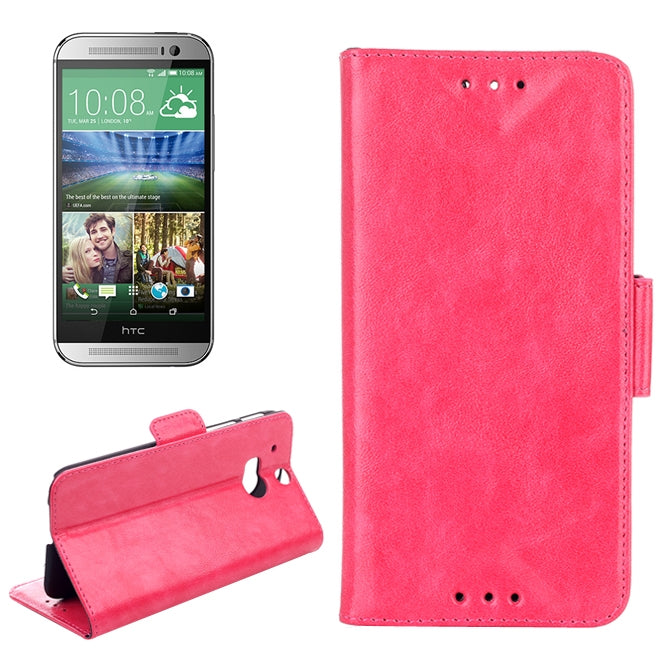 Oil Leather Case with Credit Card Slot & Holder for HTC One / M8