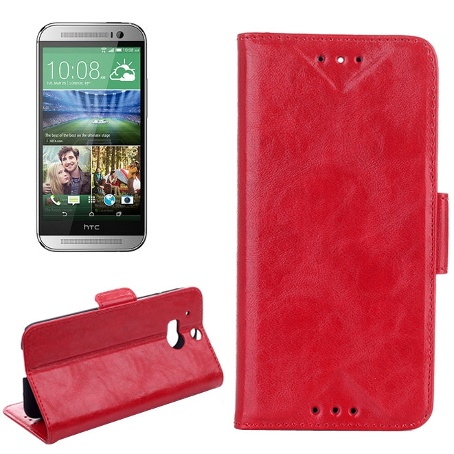Oil Leather Case with Credit Card Slot & Holder for HTC One / M8