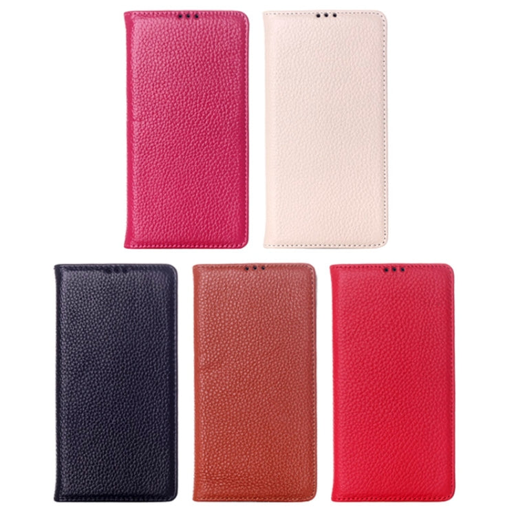 Litchi Texture Horizontal Flip Top-grain Leather Case with Card Slots & Holder for LG G3 / D855(Red)