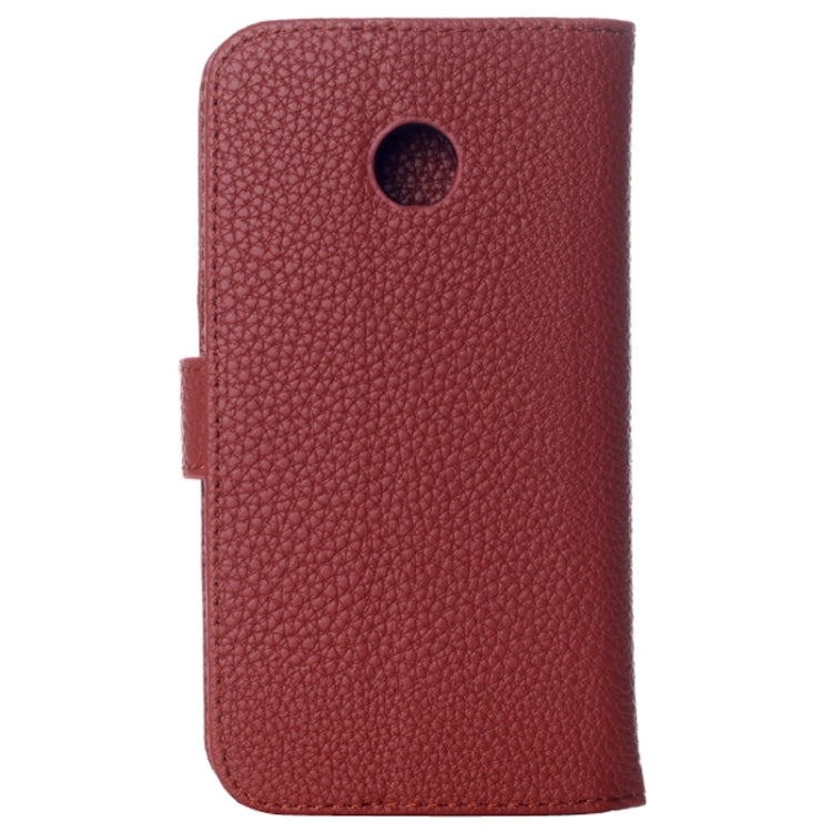 Litchi Texture Magnetic Button Horizontal Flip Leather Case with Card Slots & Holder for Motorola Moto E / XT1021