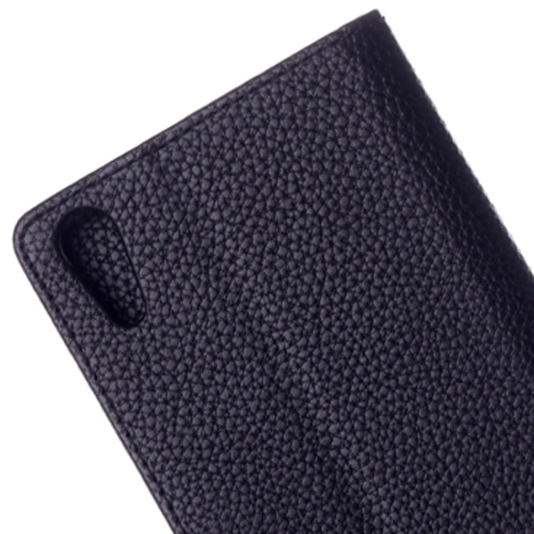 Litchi Texture Magnetic Button Horizontal Flip Leather Case with Card Slots & Holder for Sony Xperia T3 / M50W(Black)