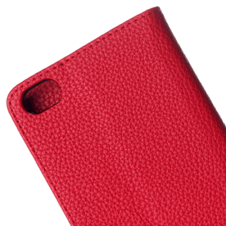 Litchi Texture Magnetic Button Horizontal Flip Leather Case with Card Slots & Holder for Huawei Honor 6 (Red)