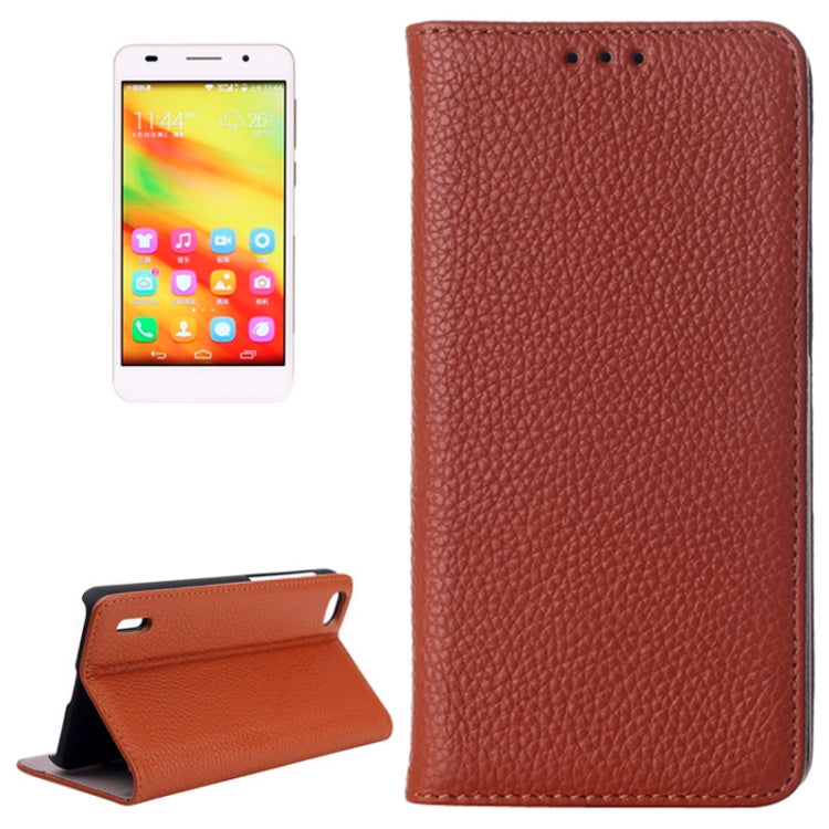 Litchi Texture Horizontal Flip Genuine Leather Case with Card Slots & Holder for Huawei Honor 6