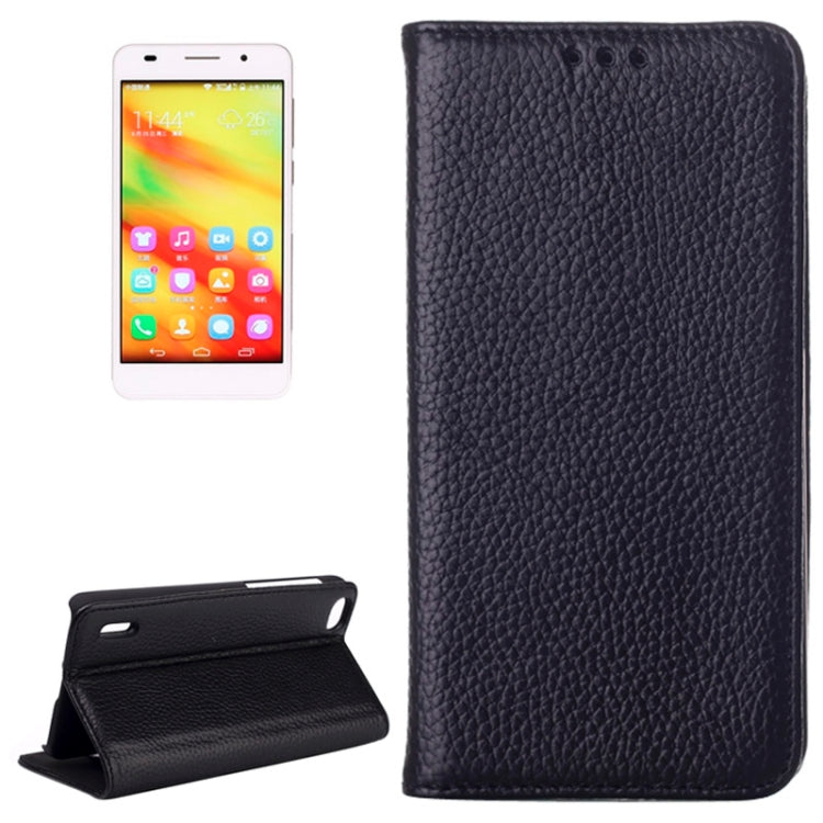 Litchi Texture Horizontal Flip Genuine Leather Case with Card Slots & Holder for Huawei Honor 6