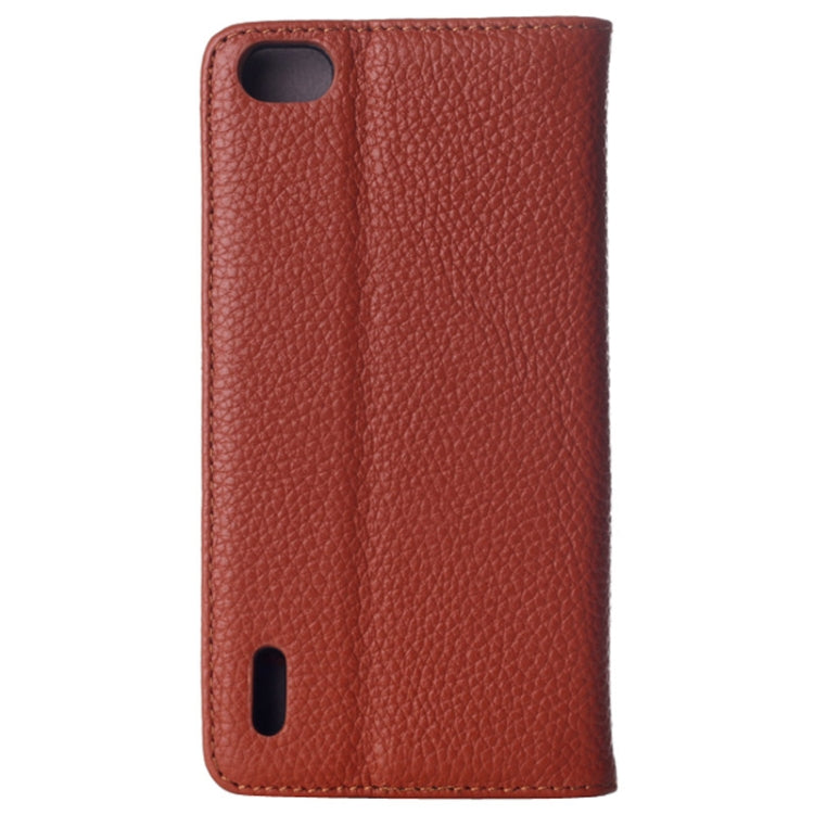 Litchi Texture Horizontal Flip Genuine Leather Case with Card Slots & Holder for Huawei Honor 6