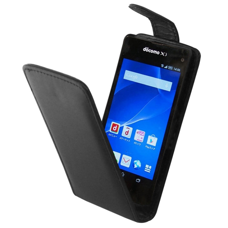 Vertical Flip Magnetic Button Leather Case for Sony Xperia Z2 Compact