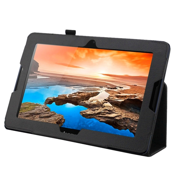 2-fold Litchi Texture Leather Case with Holder for Lenovo A10-70 / A7600