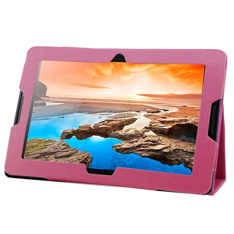 2-fold Litchi Texture Leather Case with Holder for Lenovo A10-70 / A7600